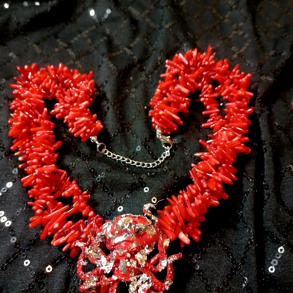 Red PirateOctopus Statement Necklace